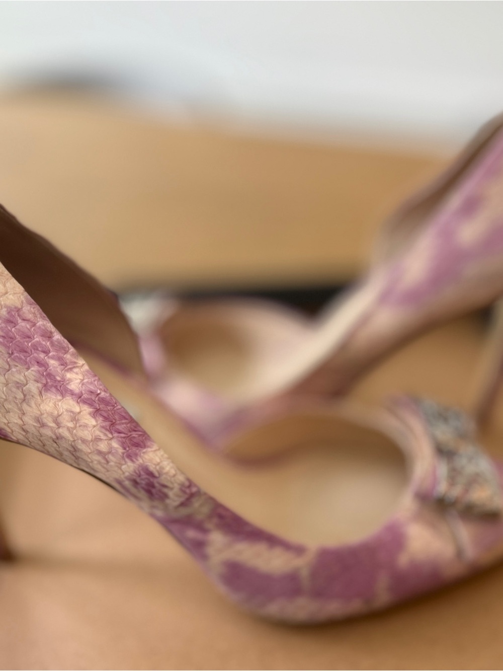 Louise et Cie Lavender Snake-Print D'Orsay Pumps